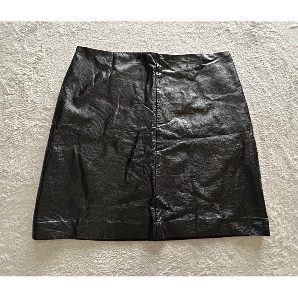 M&S Collection Black Faux Leather Mini Skirt T59 4471/03102 Size UK 16 EUR 44
